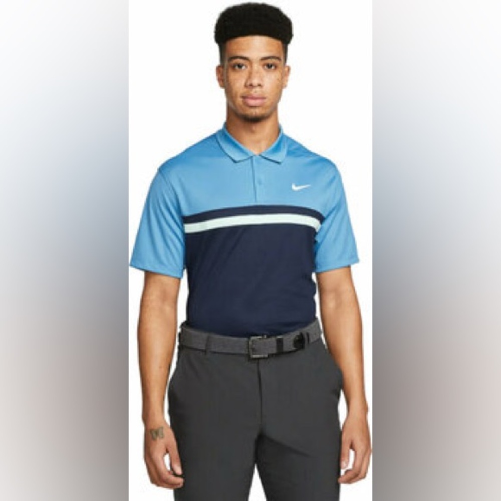 Nike Dri Fit Blue Performance Golf Polo Shirt Men Size: S
